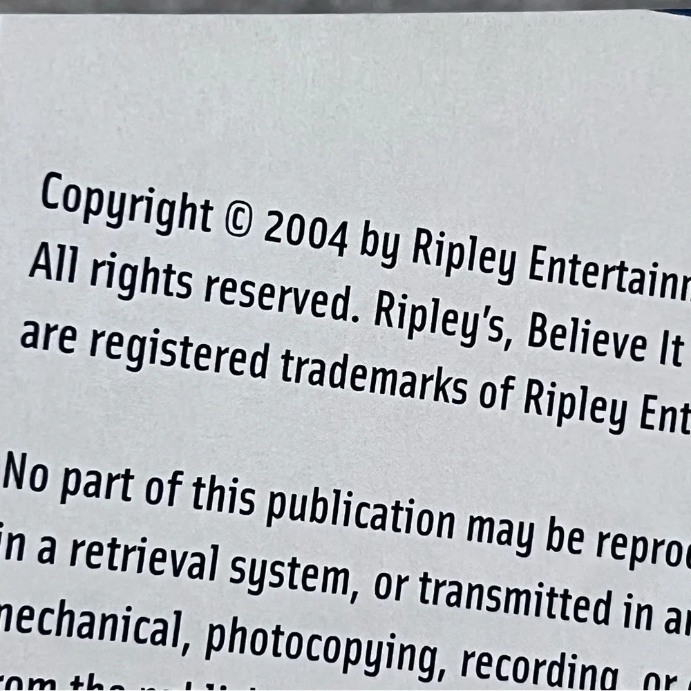 Ripley’s Believe It or Not hardback book 2004